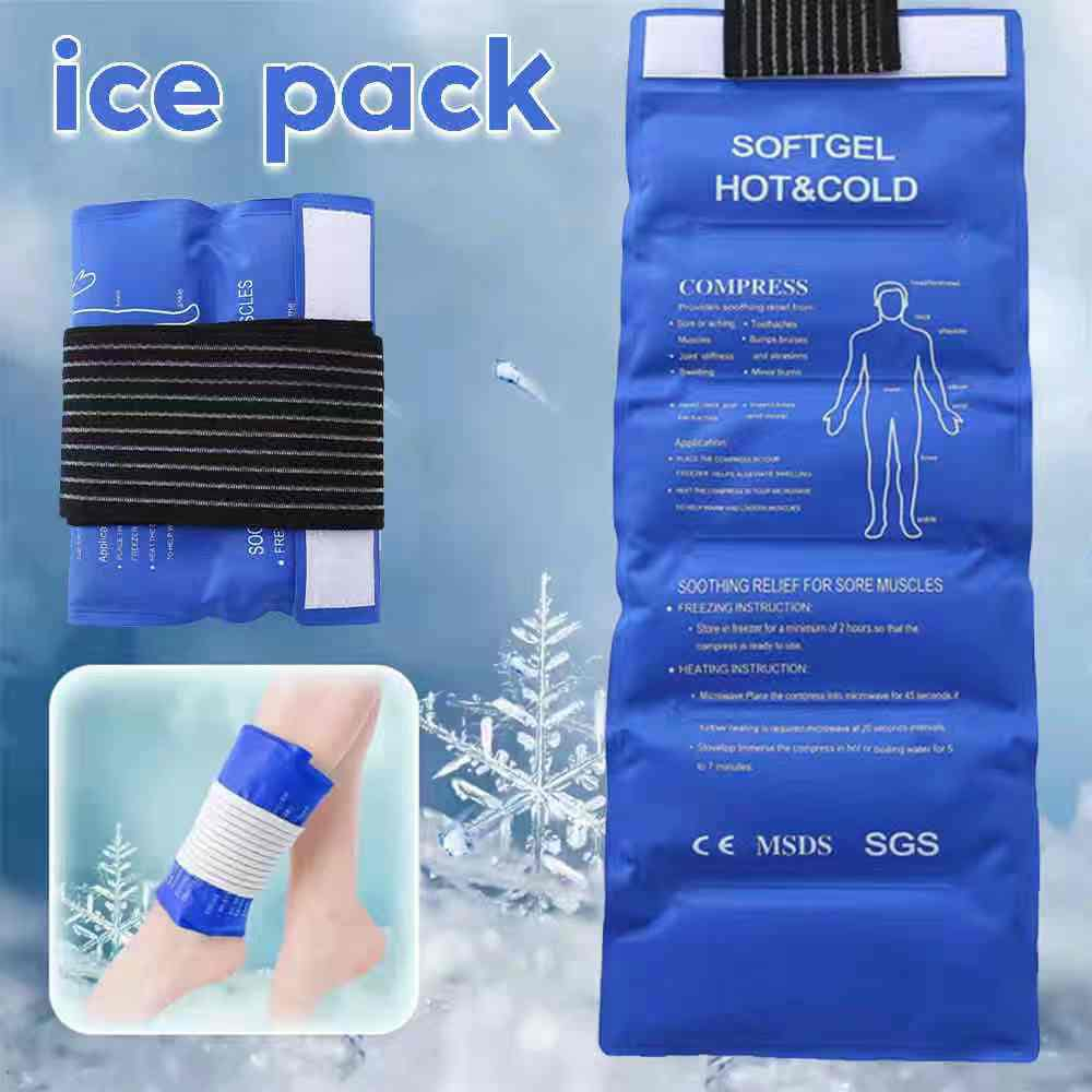 JJ CARE Gel Ice Packs - Pack of 2 Reusable Ice Pack for Injuries with Wrap  - Hot & Cold Pack Compress for Pain Relief Rehabilitation Flexible Therapy  for Knee Back Neck