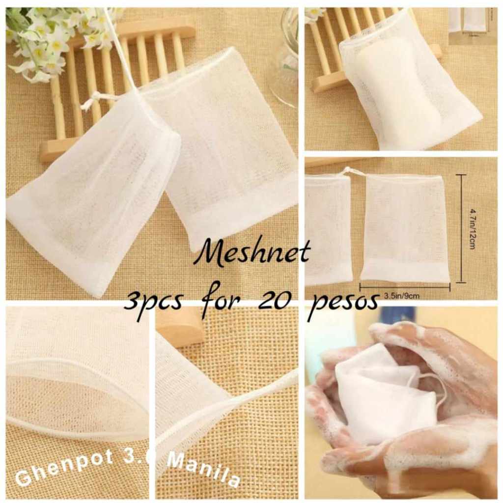 3PCS FOR 20 PESOS MESHNET FOAMING NET MESH BAG MESH SOAP FOR SKIN CLEAN ...