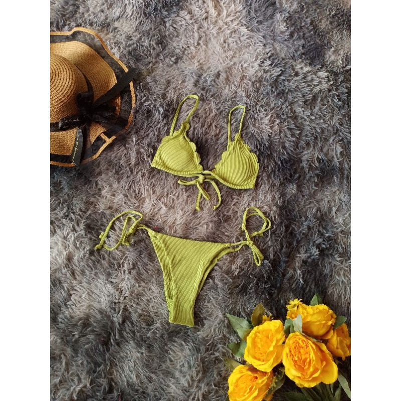 Self Tie Scallop Bikini-Small on Tag | Shopee Philippines