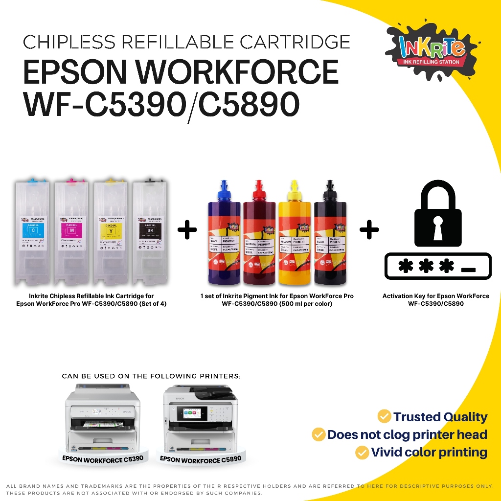 [BUNDLE] Inkrite Chipless Refillable Cartridges w/ Pigment Ink and ...