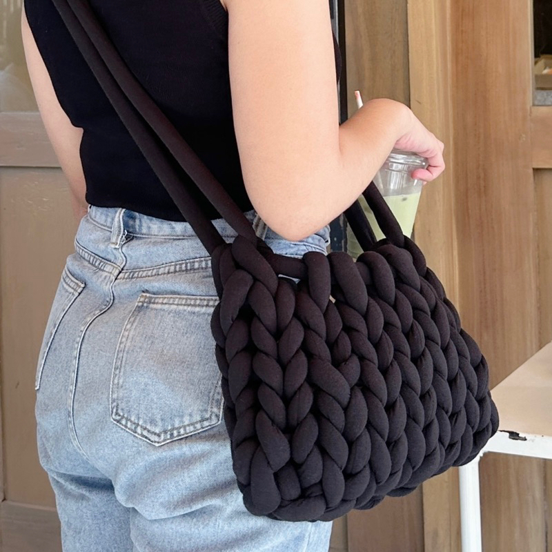 Hand Crochet Chunky Bag Chunky Knit Bag, Boho Bubble Bag, Puffer