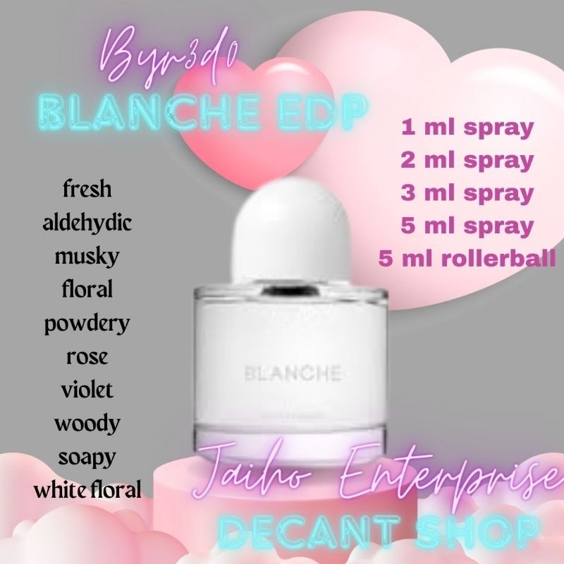 Sample Bottles Authentic Niche Perfume Collection Byredo Blanche EDP (1