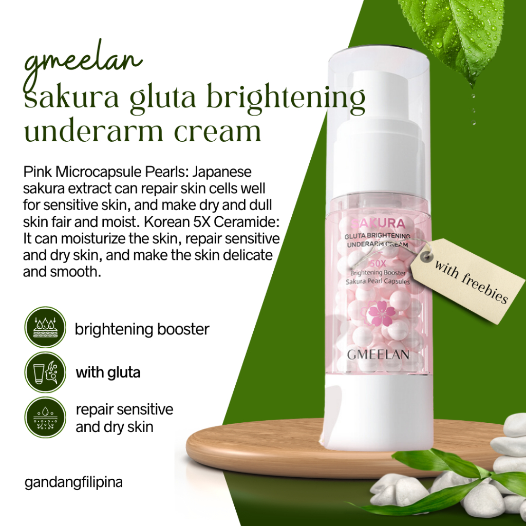 GMEELAN Sakura Gluta Underarm Whitening Cream Body Lotion Brightening Underarm Pearl Moisturizer