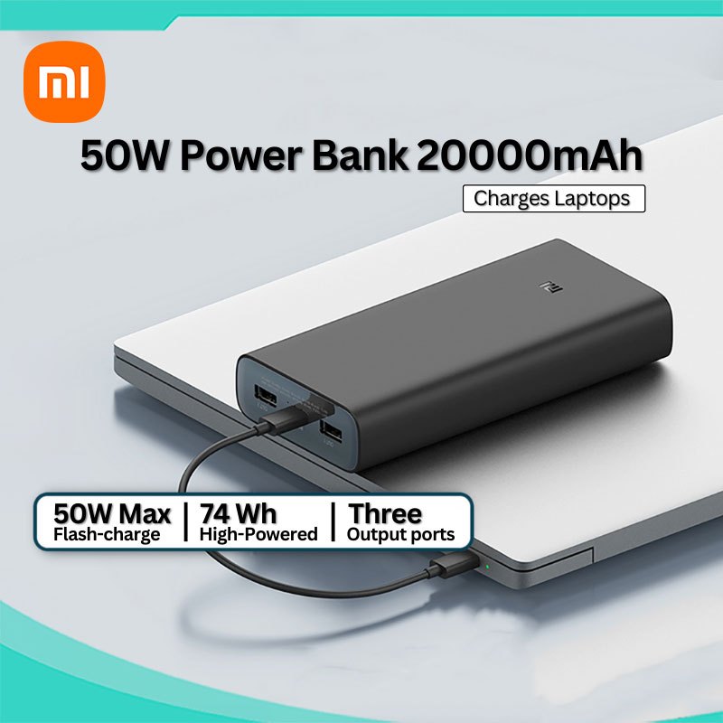 Xiaomi 20000mah 50w Power Bank Type C Dual Way Fast Charge 74wh High