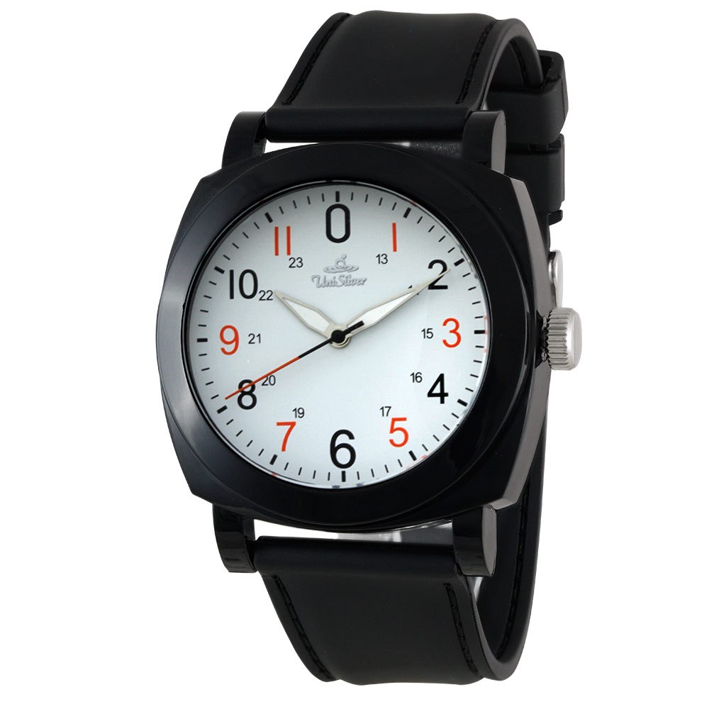 UniSilver TIME Men's Analog Black / White Rubber watch KW3324-1101C ...