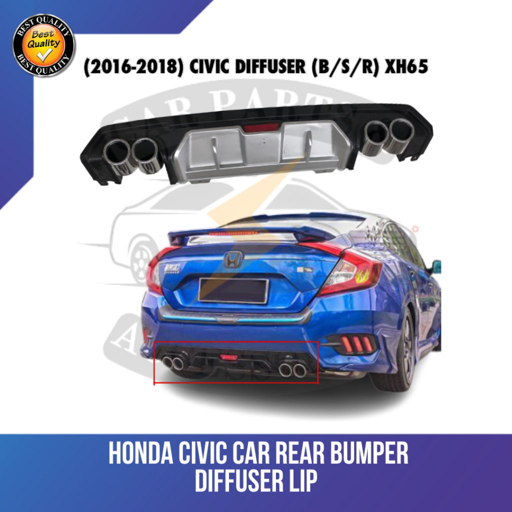 CPA 2016 2017 2018 Honda Civic Car Rear Bumper Diffusers Lip Spoiler