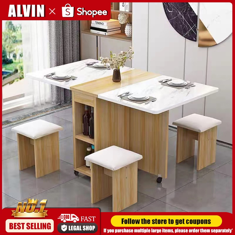 ALVIN Dining Table Foldable Mobile Dining Table Multifunctional