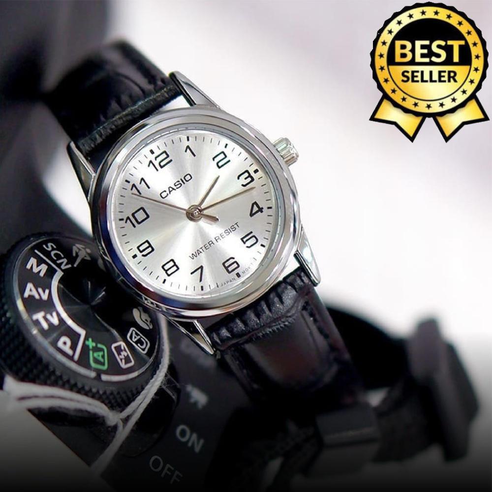 Casio V001 Analog Automatic Silver Dial Leather Band Watch for Women(Black) | Shopee Philippines