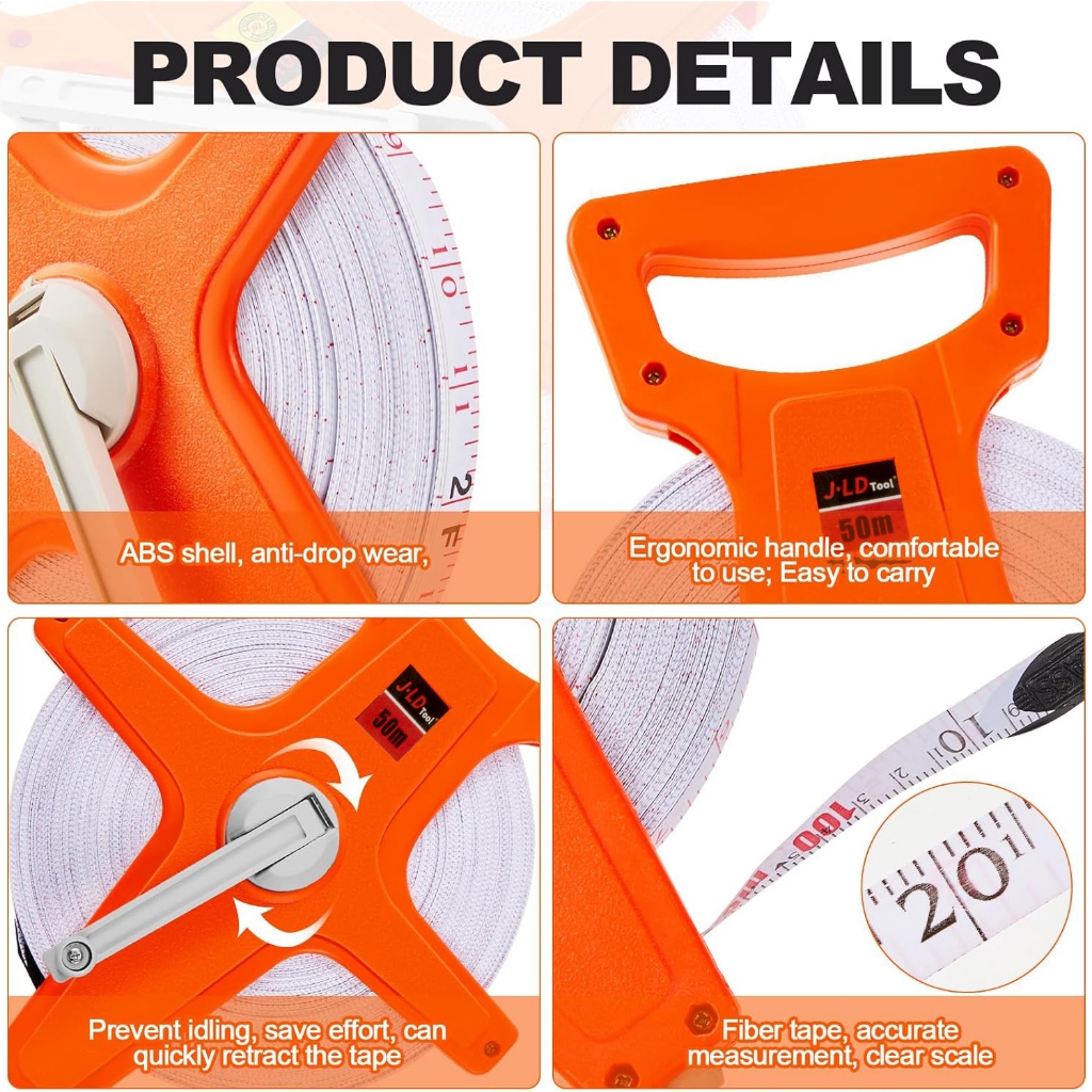 JLD Tape Measure Fiber Glass Heavy Duty Tape Measure Measuring Tool ...