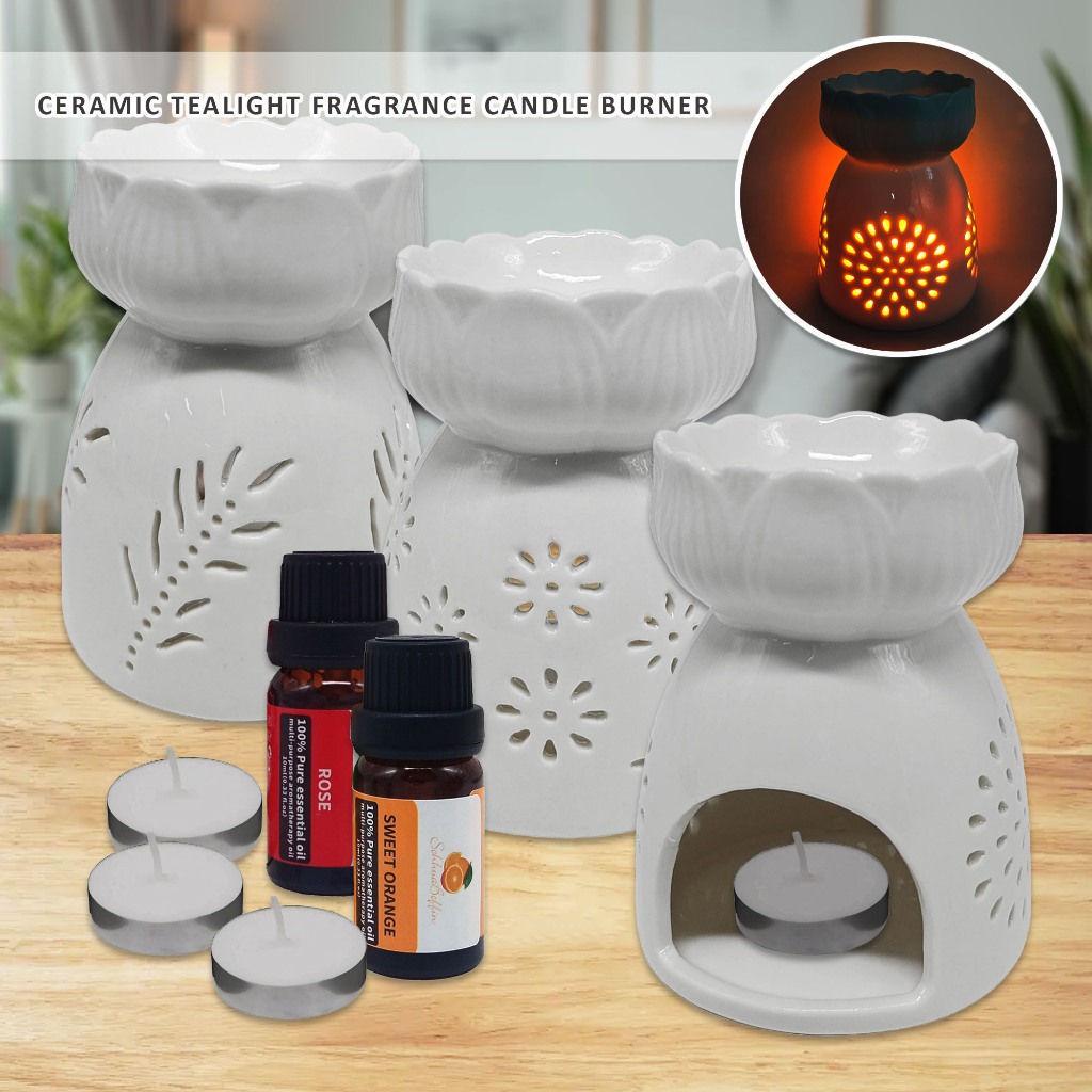 Fea Store Patterned Flower Ceramic Candle Burner Wax Melt Warmer ...