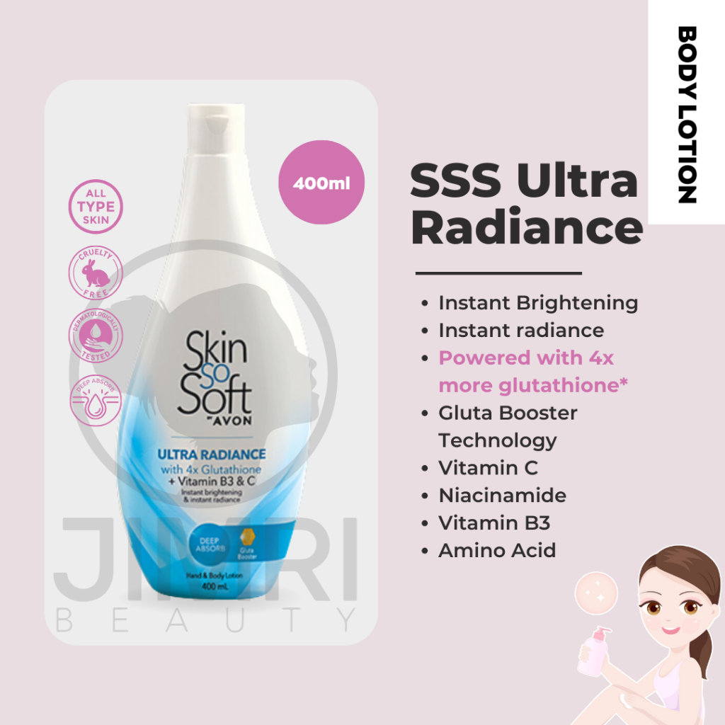 AVON Skin So Soft (SSS) Glutathione Lotion 250ml & 400ml | Shopee  Philippines