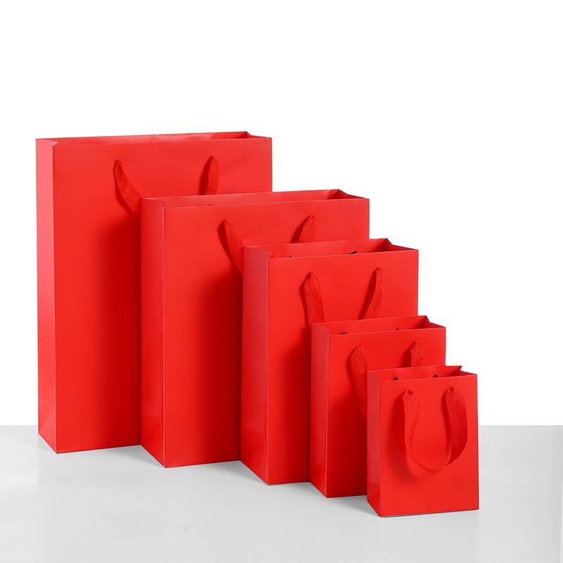RED Thick Matte Laminated Rope Handle Paper Bag Gift Bag | Shopee ...