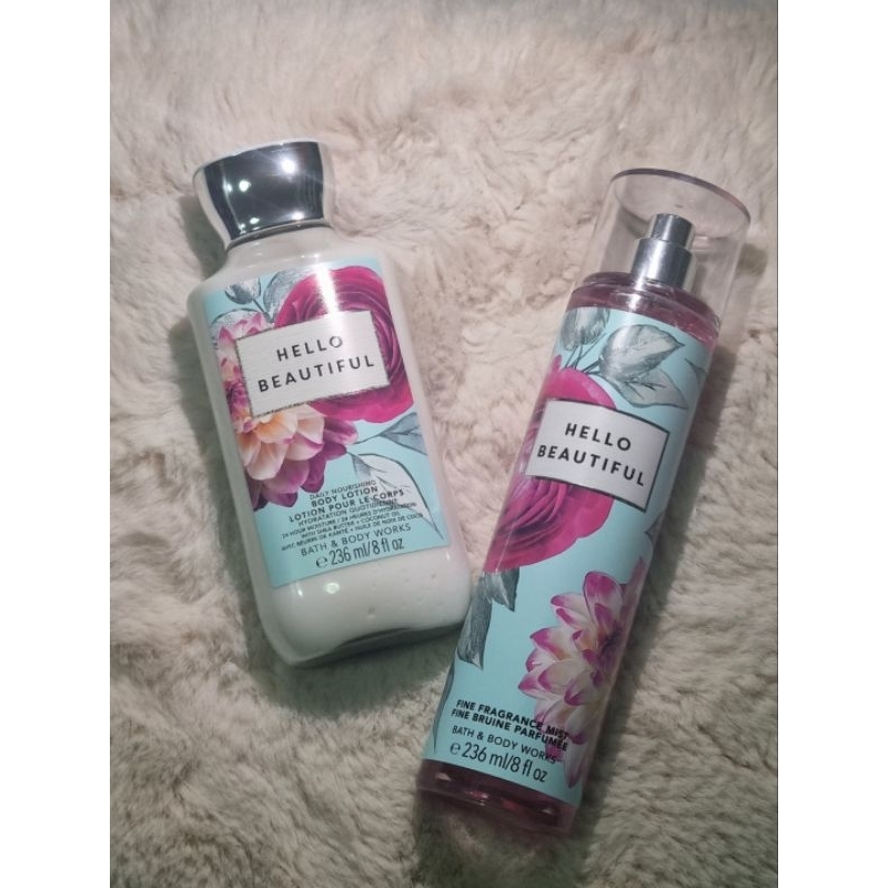 BATH & BODY WORKS HELLO BEAUTIFUL Lotion & Body Mist Bundle Shopee
