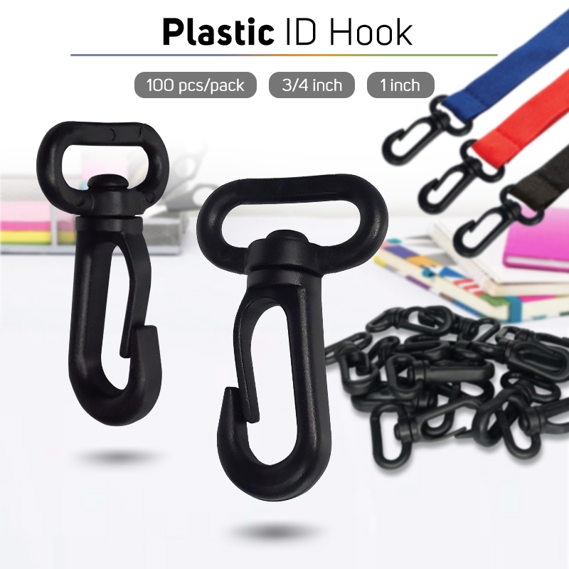 Black Plastic ID Hook for Lanyards and Lace Accessories 100pcs/pack ...