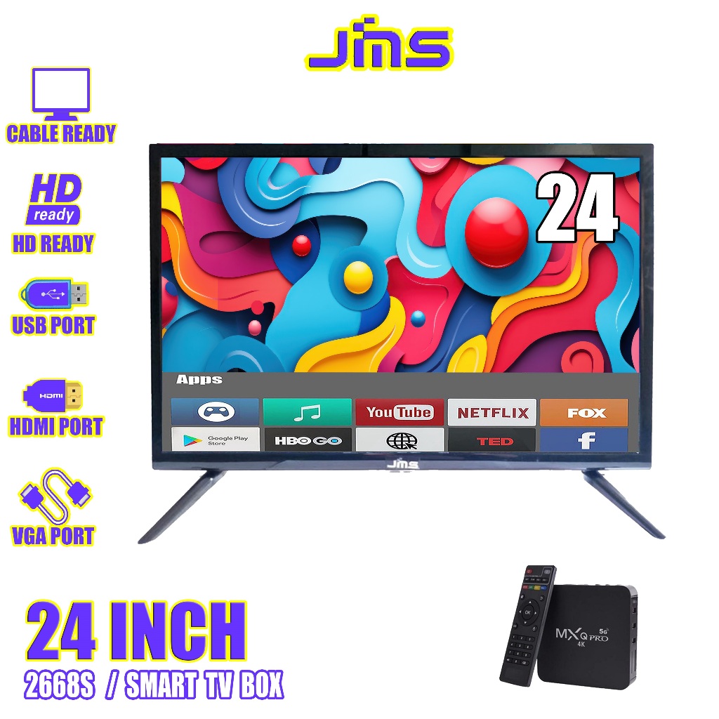 Jms 24 Inch Full Hd Led Tv Smart Tv Box Led 2668s Shopee Philippines 0839