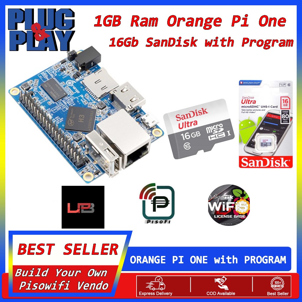 Orange Pi One | LPB | WIFI5 | PISOFI | SanDISK | 16GB Memory Card ...