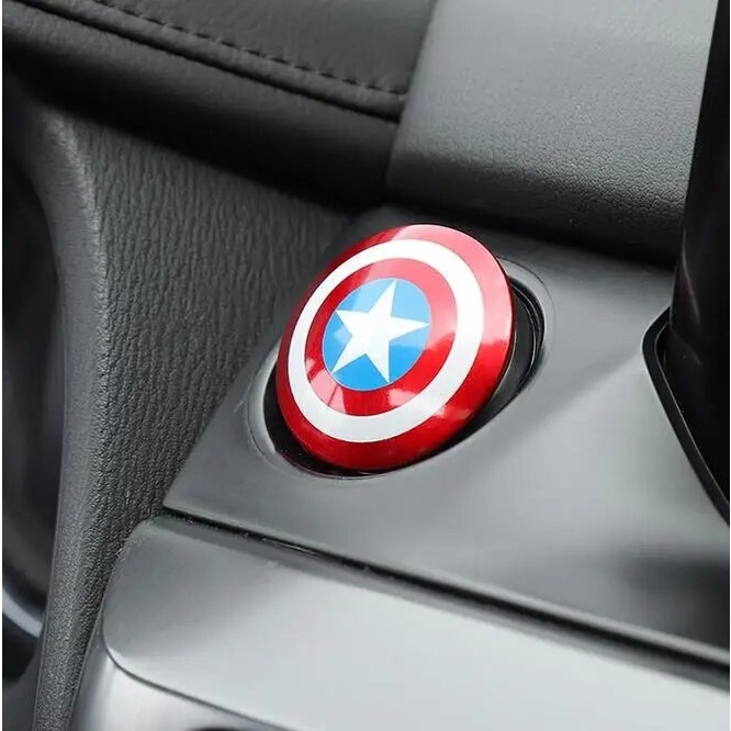 Iron Man Themed Ignition Start/Stop Button Cover - Black Push Button Switch For Car Interior