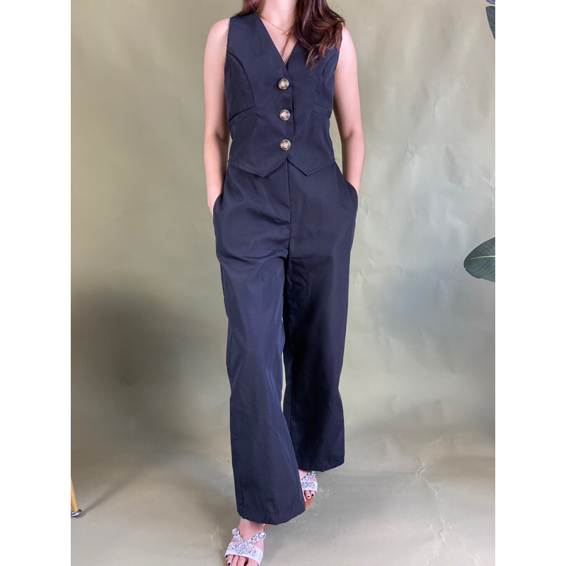 Basic Vest with Wide leg Pants Coords (PIPER COORDS) | Shopee Philippines