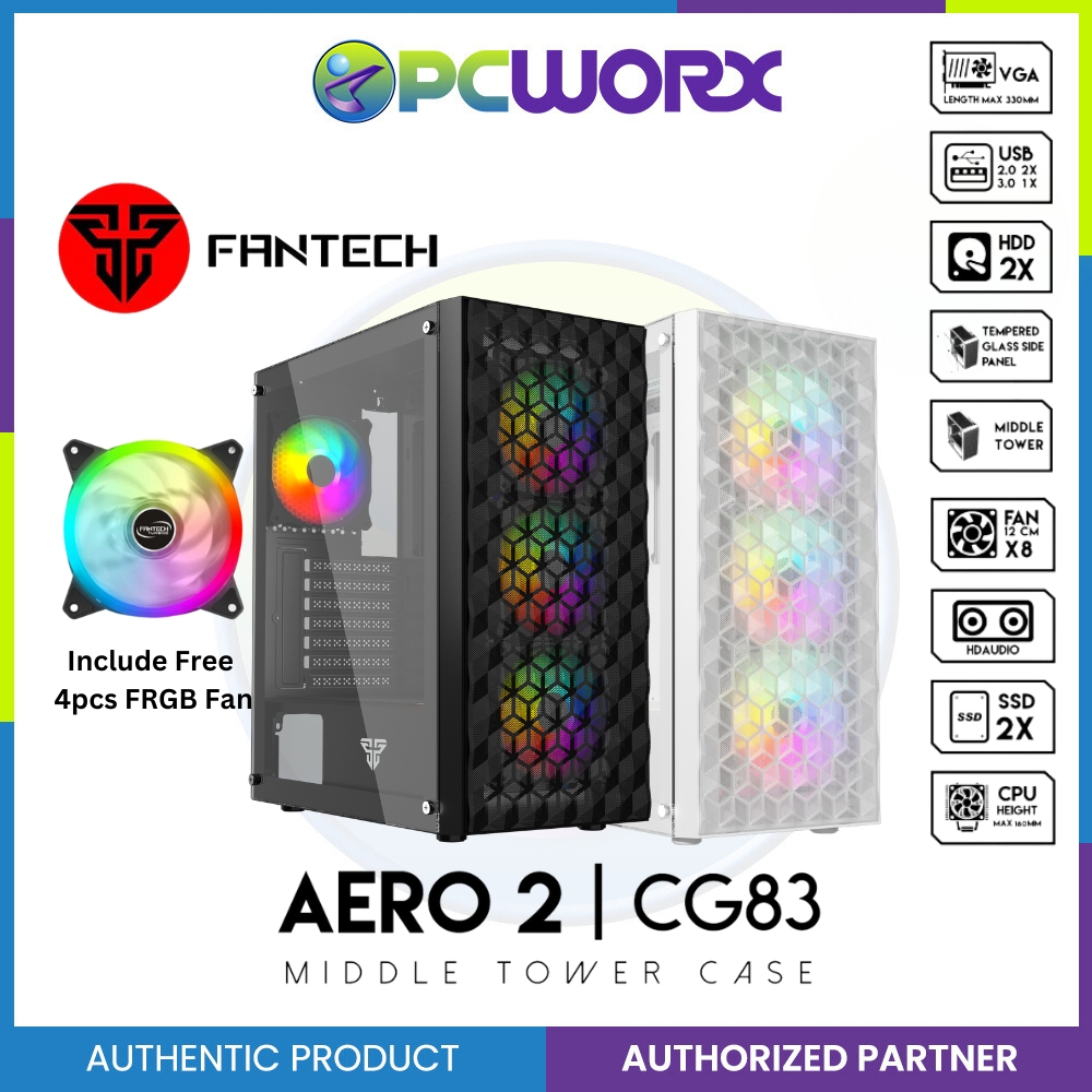 Fantech Aero 2 CG83 Middle Tower Case + 4 FRGB Fan | ATX, Mini ITX ...