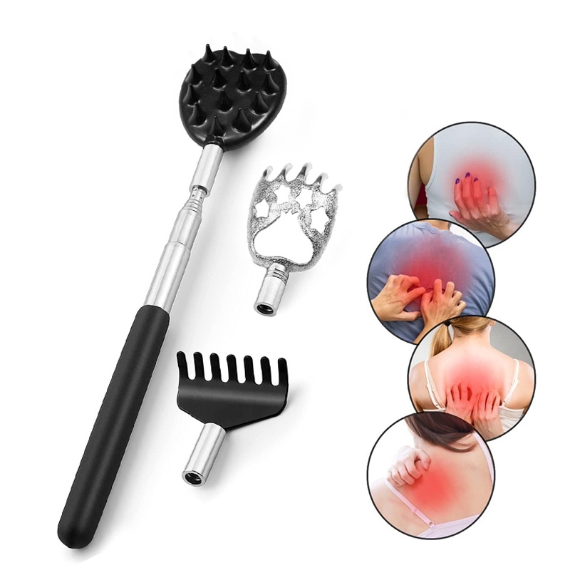 3in1 Telescoping Back Scratcher Massager With 3Pcs Detachable ...