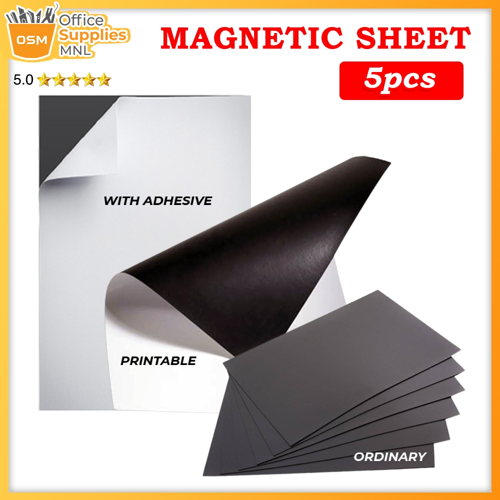 5pcs Magnetic Sheet A4 Size Ref Magnet With Adhesive   Ordinary 