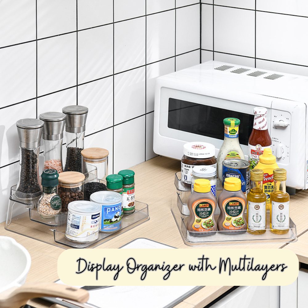 Vanity Holder with Clear Kitchen Display Organizer Condiments Storage ...