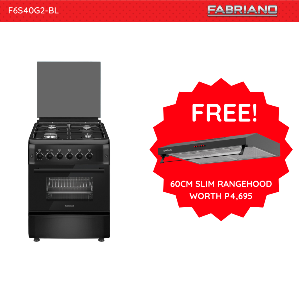 Fabriano Gas Range F6S40G2BL 60cm, 4 Gas Burners + Gas Oven Shopee