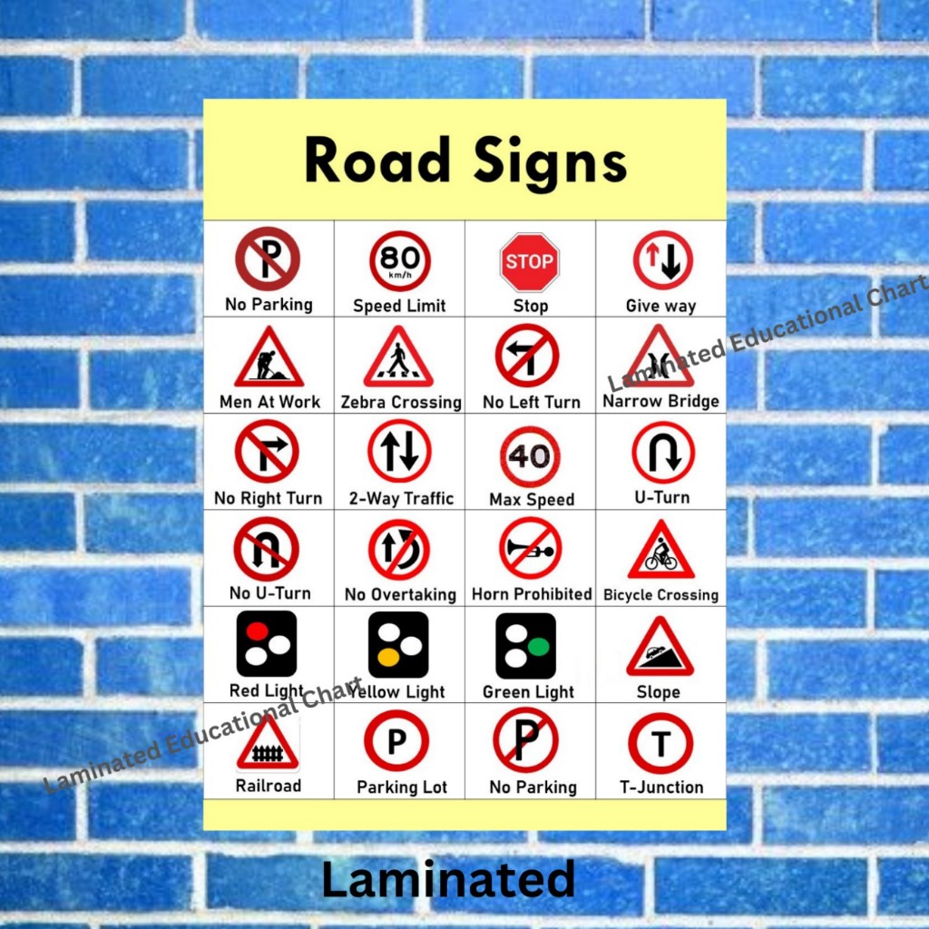 Laminated Traffic Road Signs, Road Safety Charts, Road Signs Charts for ...