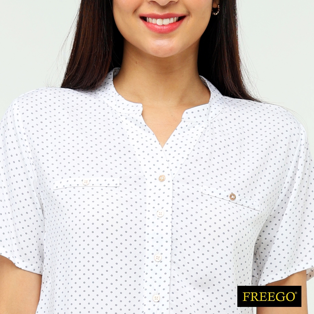 Freego Ladies Woven Printed Rayon Short Sleeves Blouse AST04-0175 ...