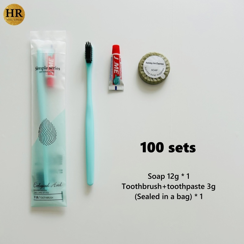 100 sets Dental set (sealed in bag), toothbrush, toothpaste, soap ...