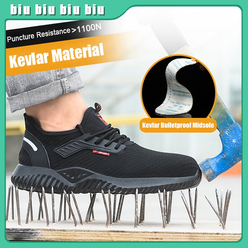 【Same Day Shipping】Safety Shoes Steel Toe Cap Men AntiSmash Anti