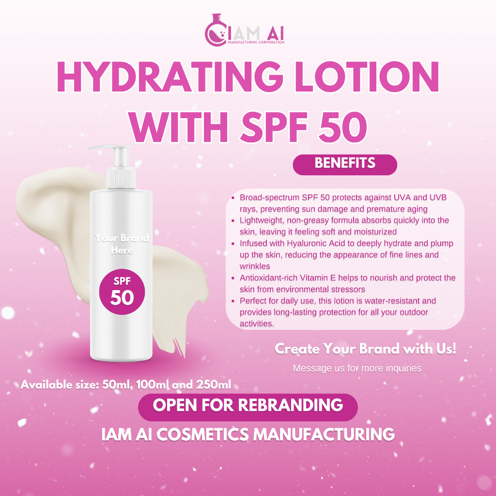 Hydrating Lotion SPF 50 50ml250ml IAM AI Open for Rebranding