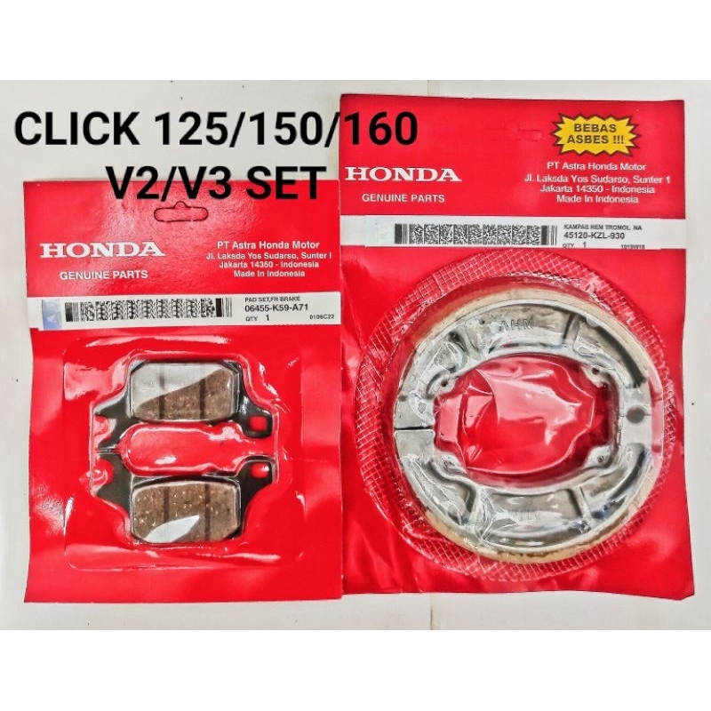 HONDA CLICK 125/150/160 Genio V2/V3 BRAKE (PAD/SHOE) SET Shopee