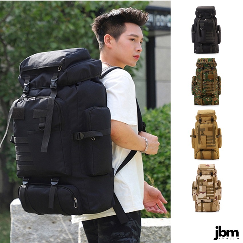 Backpack Camping Bag Outdoor Rucksack Travel Bag 80L Tactical Camouflage Waterproof Knapsack Bag Shopee Philippines