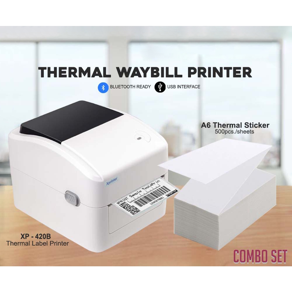 XP-420B Thermal Sticker (BLUETOOTH +USB ONLY)Barcode Printer+ A6 Label ...