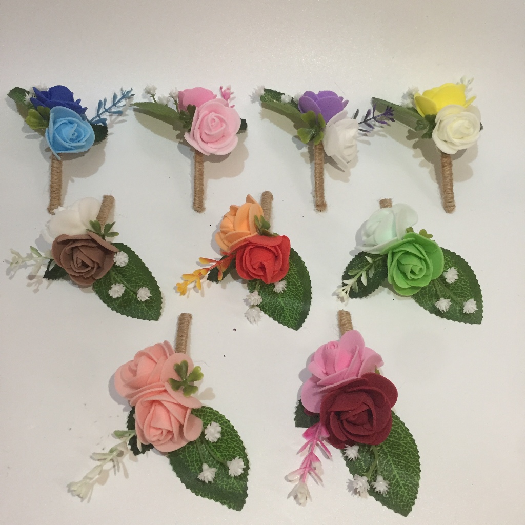 1pc Flower Boutonniere Chest Corsage w Pin Rose Ribbon for Groomsmen ...