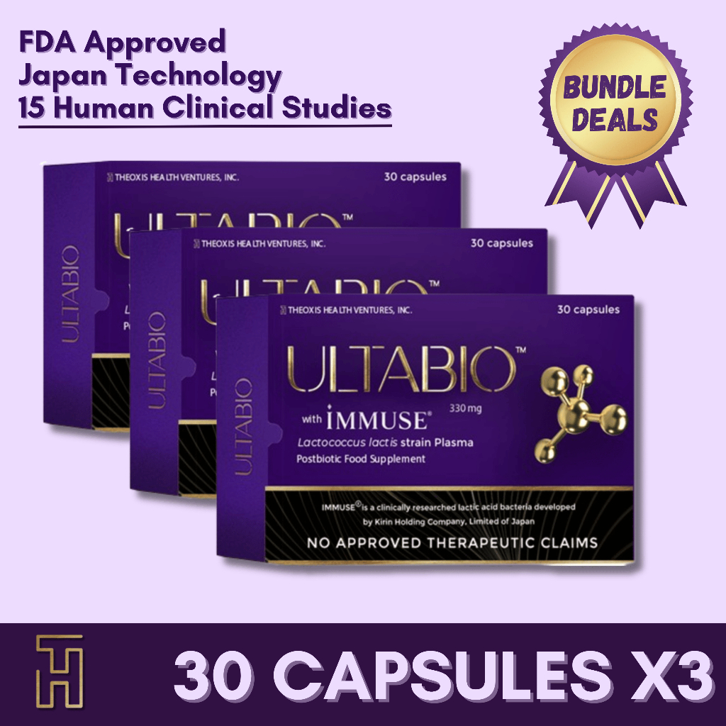 ULTABIO Postbiotic Capsule Bundle of 3 Boxes (Contains 90 Capsules ...