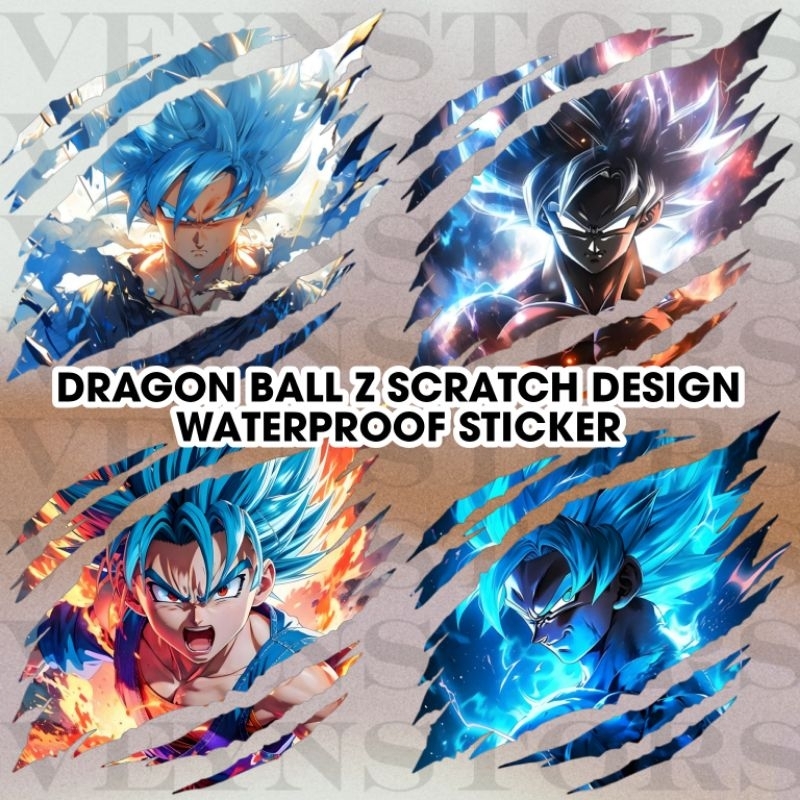 DRAGON BALL Z GOKU VEGETA SCRATCH DESIGN WATERPROOF VINYL STICKER ...