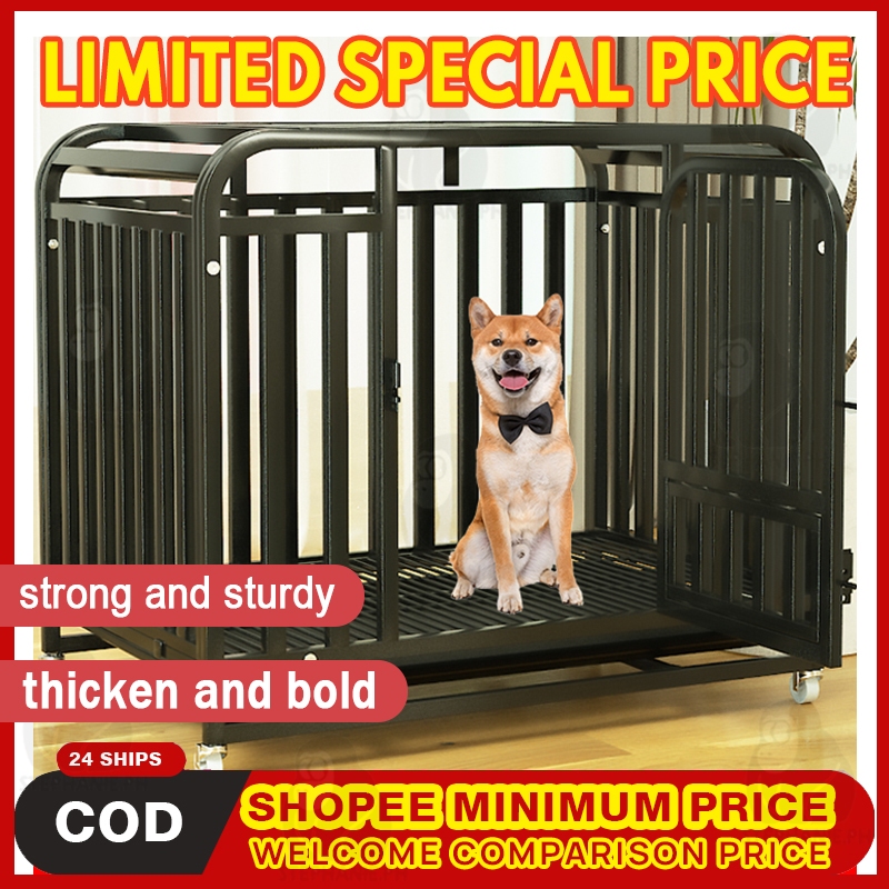 Thickening Square Tube Dog Cage Dog Cage Stainless With Poop Tray Free