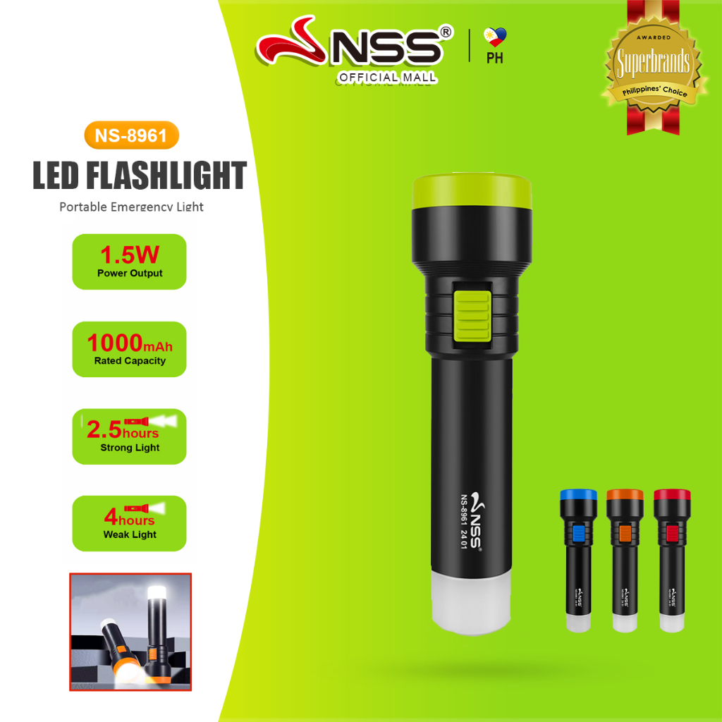 NSS Rechargeable Flashlight LED Electric Torch Emergency Light Portable ...
