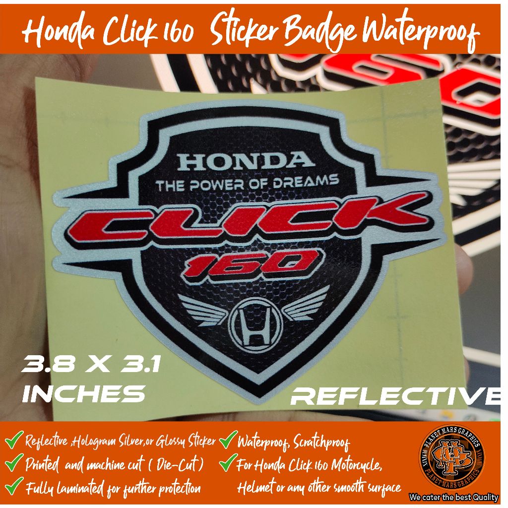 HONDA CLICK 160 STICKER DECAL BADGE waterproof vinyl sticker HOLOGRAM ...