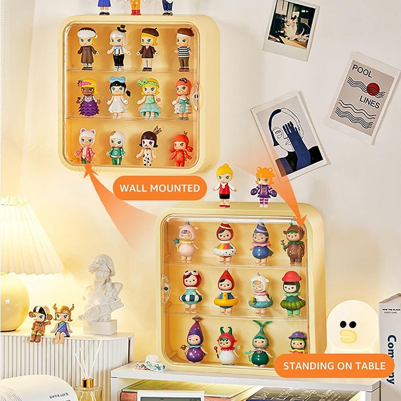 3-Tiers Acrylic Display Box Wall Mounted Storage Display Shelf Multi ...