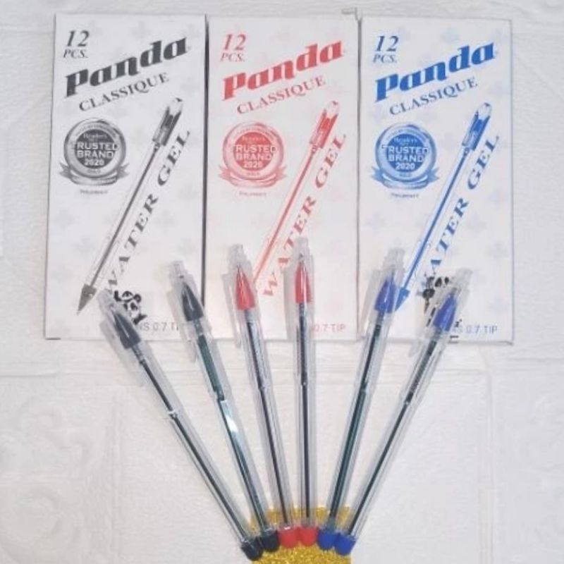 Panda Crystal/classique Tech Pen Water 12pcs (Blue,Red&Black) | Shopee ...