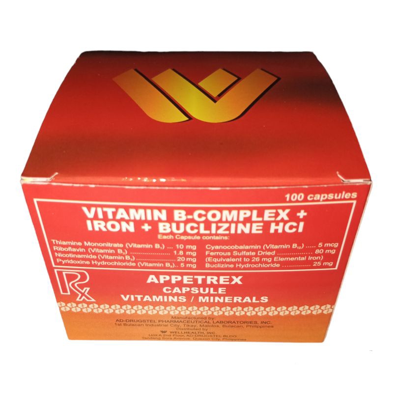 APPETREX Vitamin B complex + Iron + Buclizine HCL | Shopee Philippines