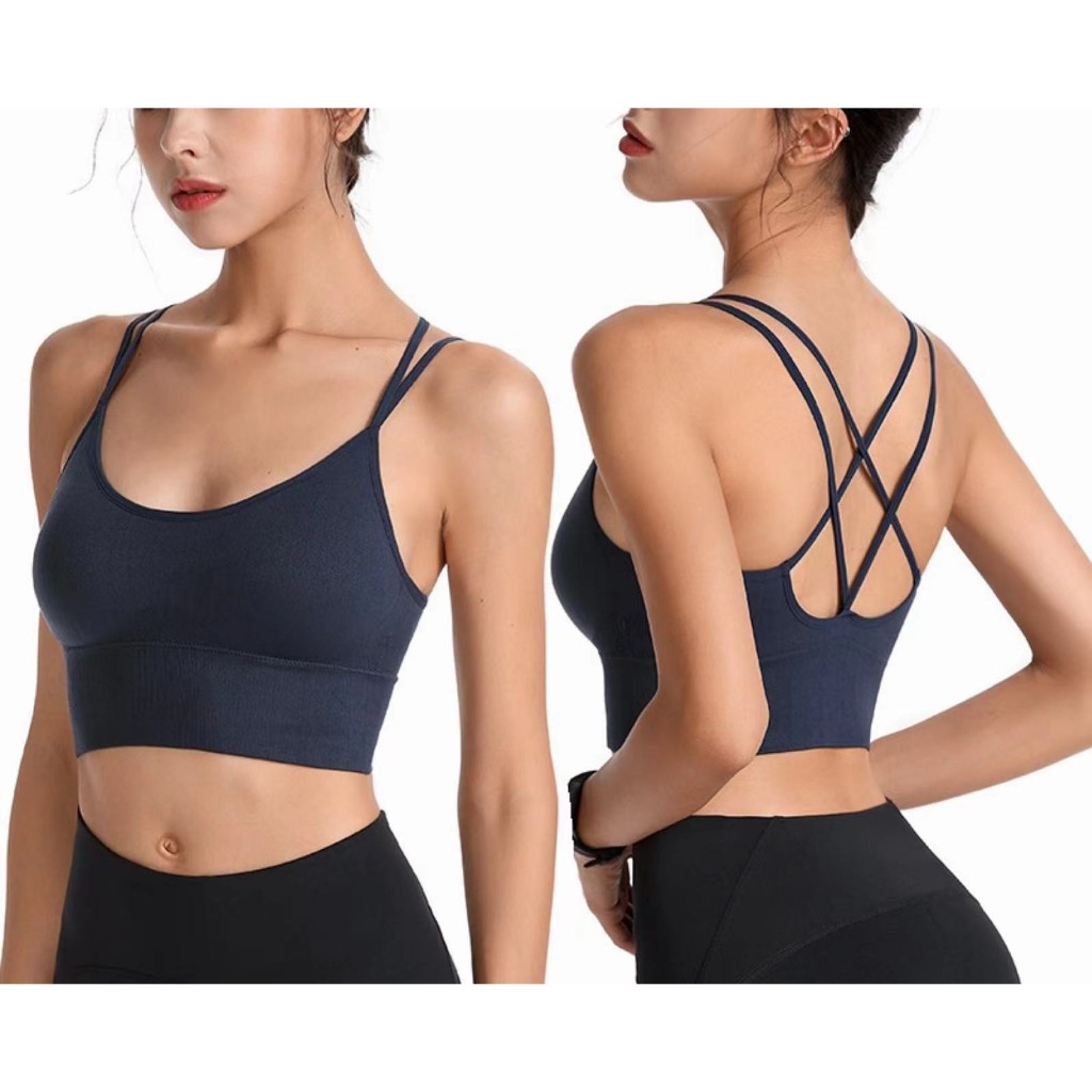 woman cross back yoga sports bra quick dry shockproof running fitness sports bra Shopee Philippines