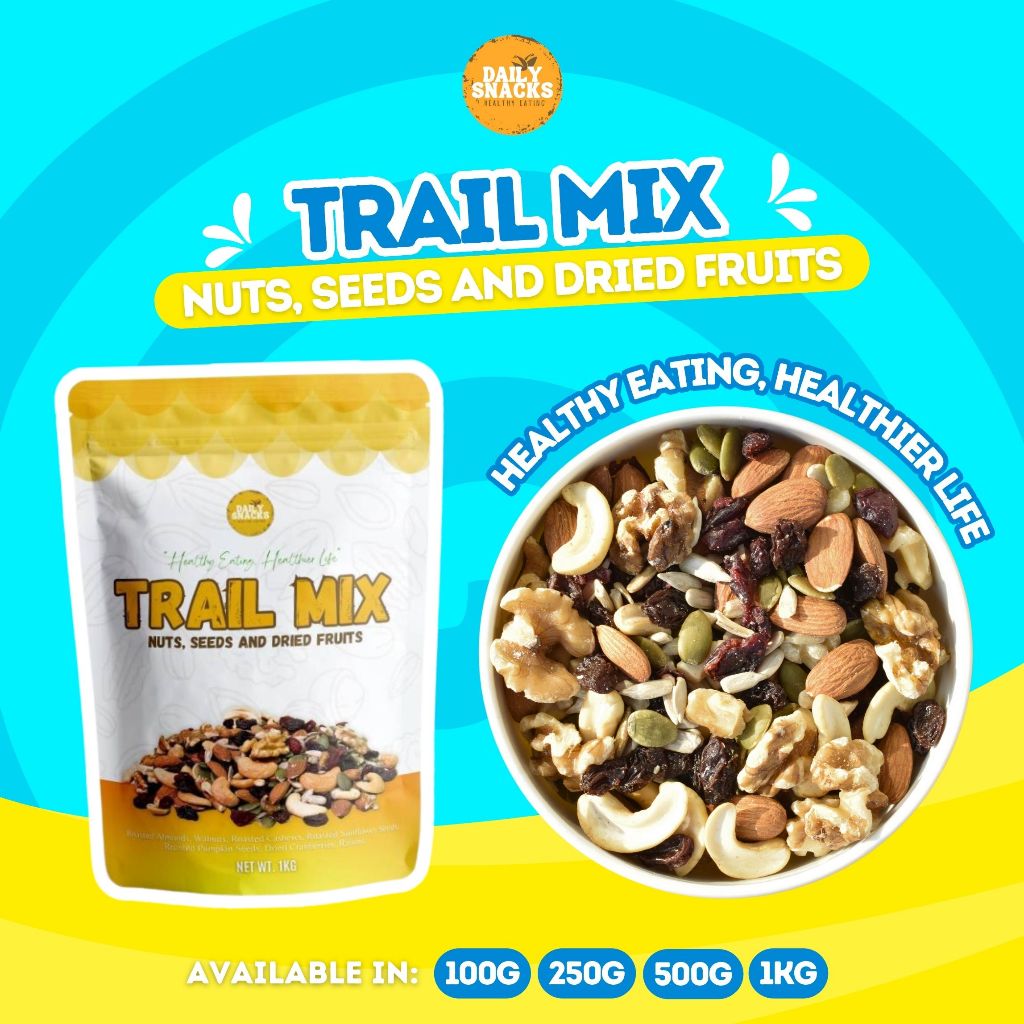 Daily Snacks Trail Mix Nuts, Seeds and Dried Fruits in Ziplock Pouch