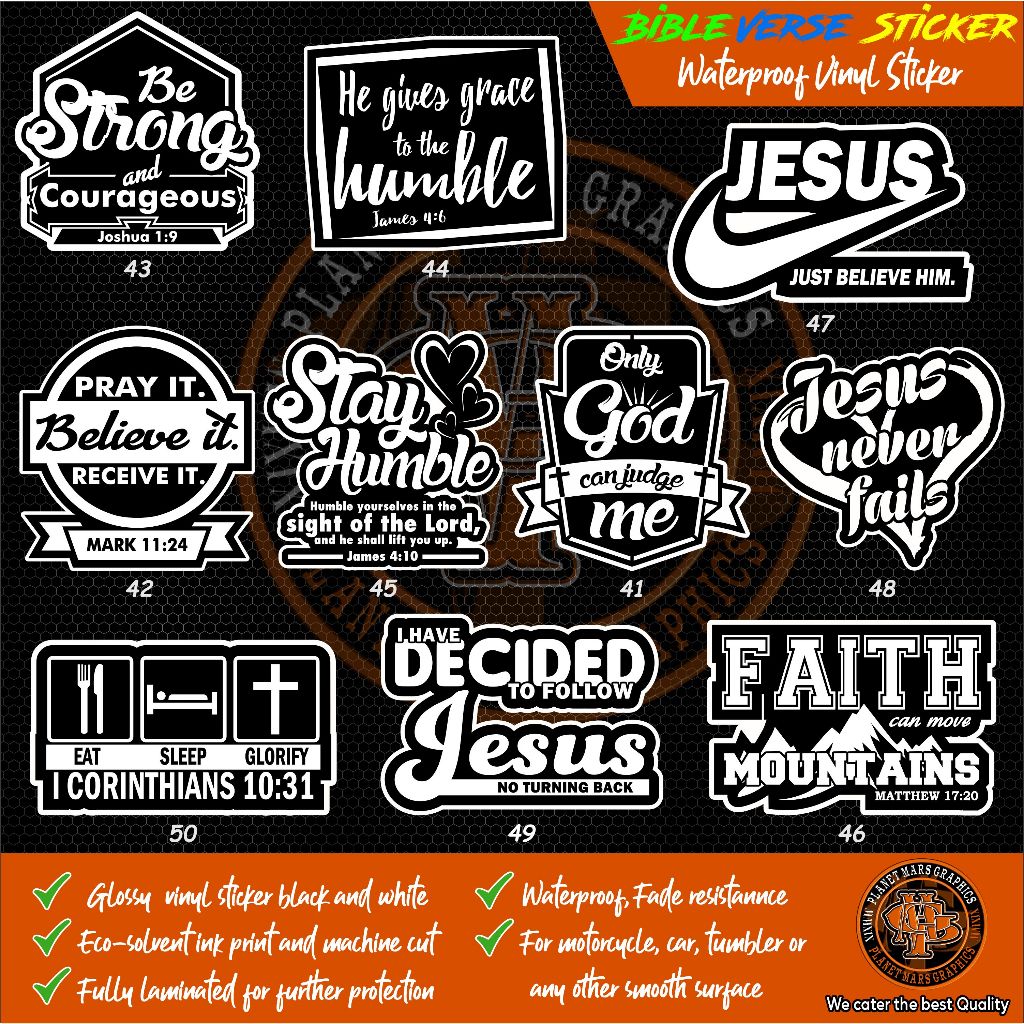 Bible Verse Religious Christian Sticker Waterproof Laminated Glossy ...