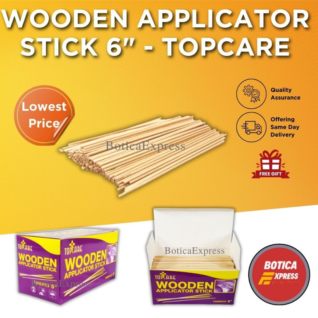 TOPCARE Applicator Stick Wood 6″ Non-Sterile (1000’s) | Shopee Philippines