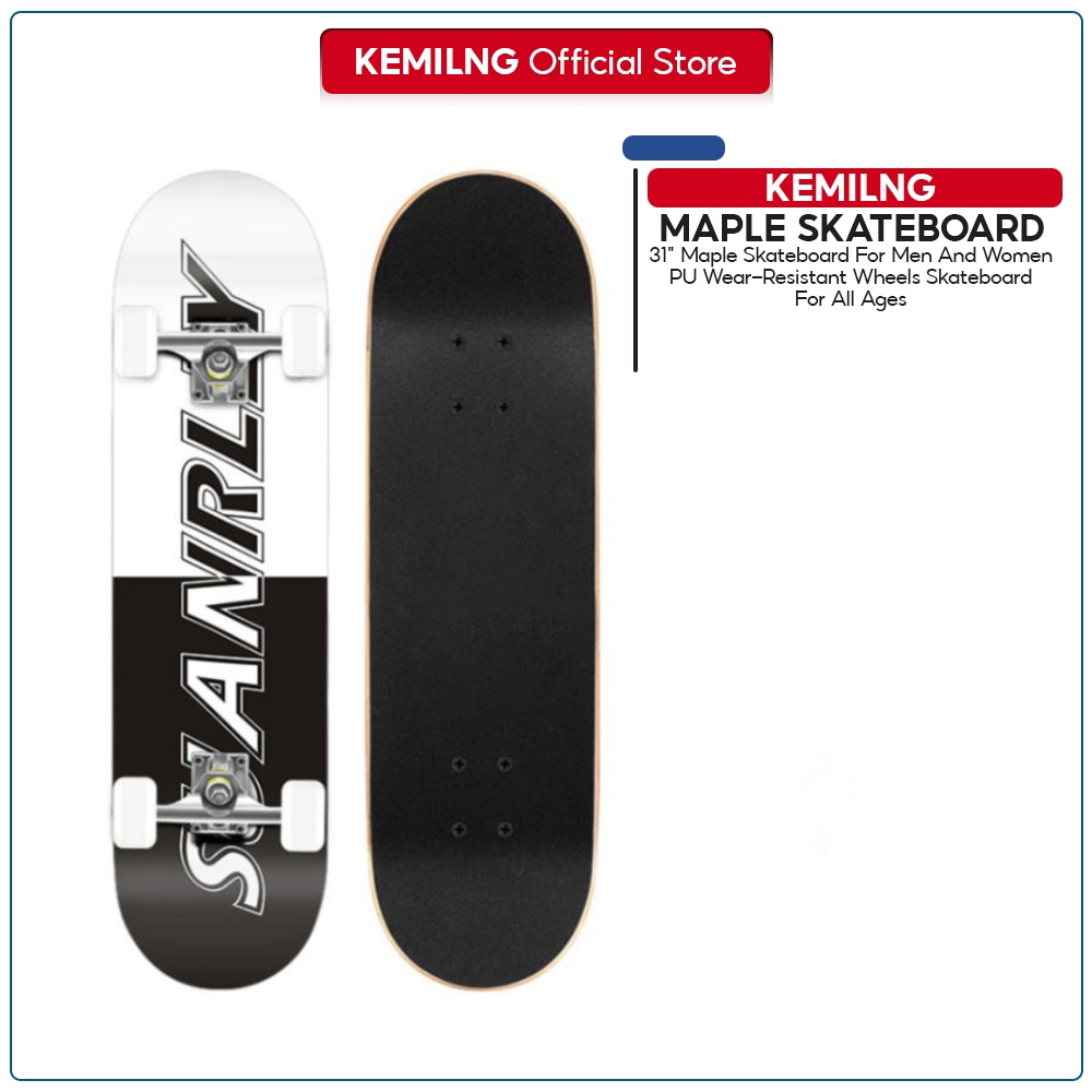 Skateboard Ozbozz 'Mad Skull' - Planche En érable, Design Blanc, Neuf Sous Blister