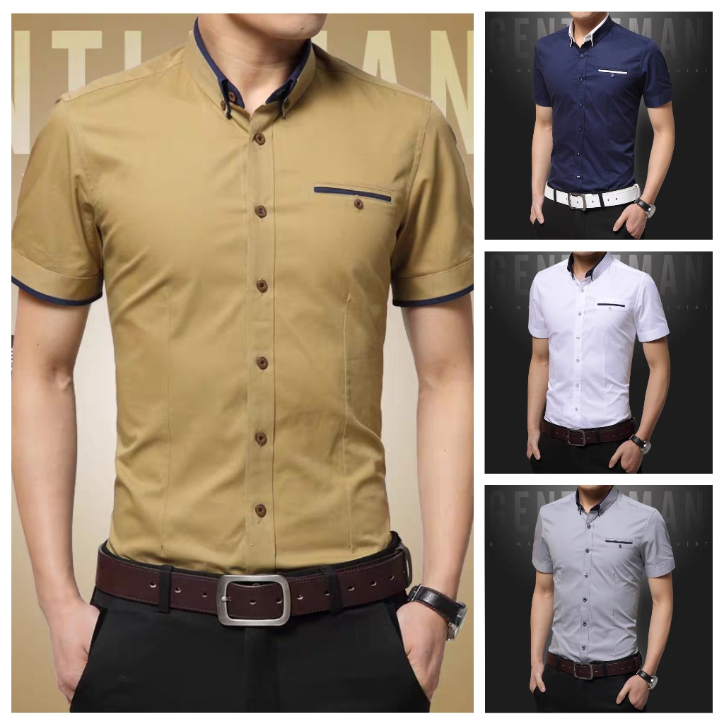 HUILISHI High quality Korean fashion short sleeve men's shirt | Shopee ...